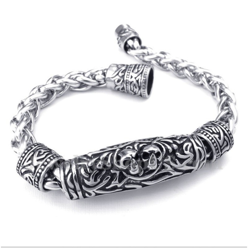 Armbånd Med Støbt Titaniumkranie Til Mænd