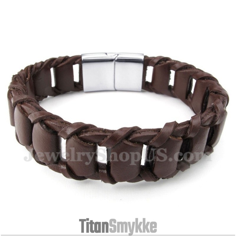 Herrearmbånd I Titaniumlæder