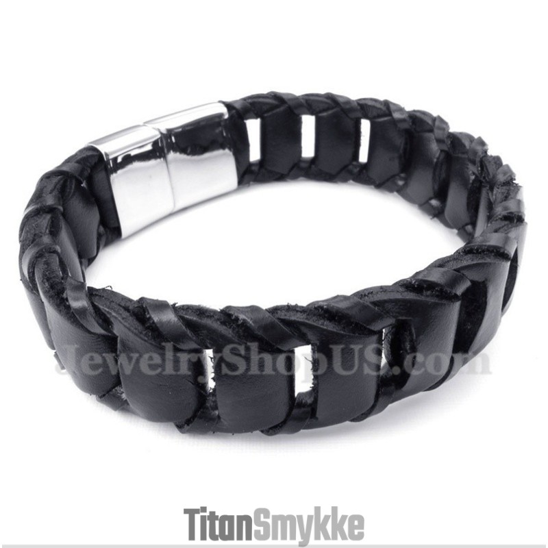 Herrearmbånd I Sort Titaniumlæder