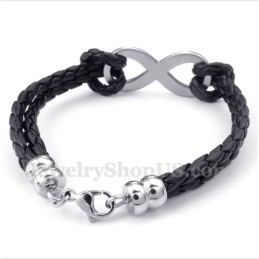 Herrearmbånd Med Titanium-Infinity-Symbol I Læder