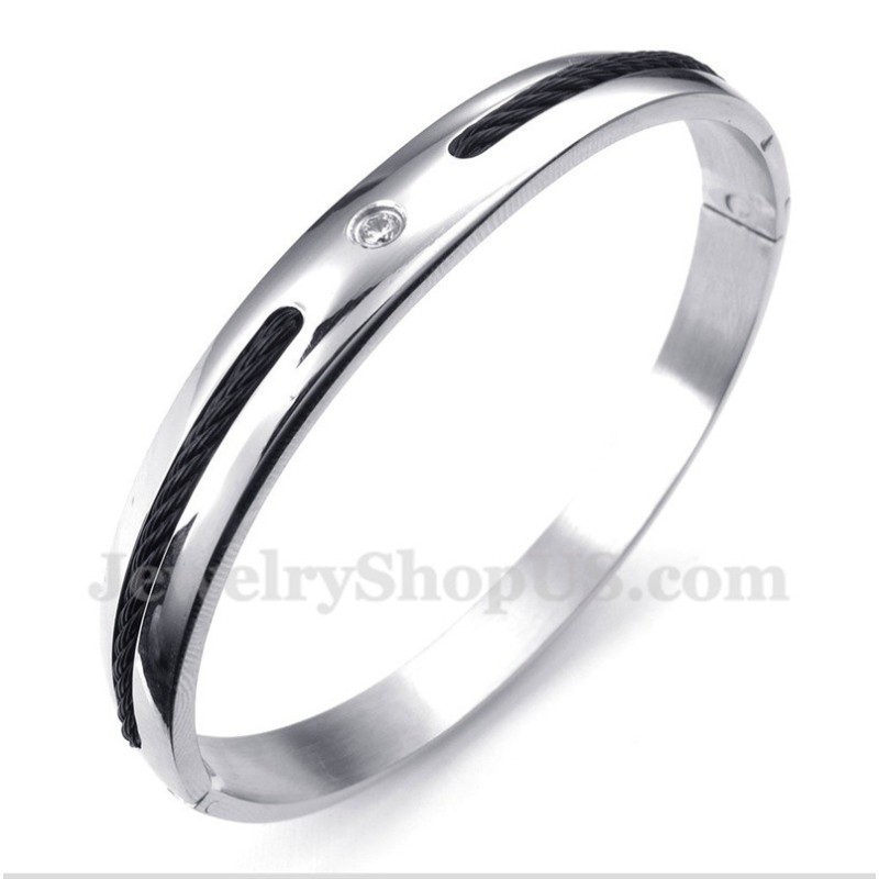 Herrearmbånd Med Sort Diamantkabel I Titanium
