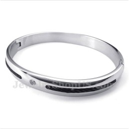 Herrearmbånd Med Sort Diamantkabel I Titanium