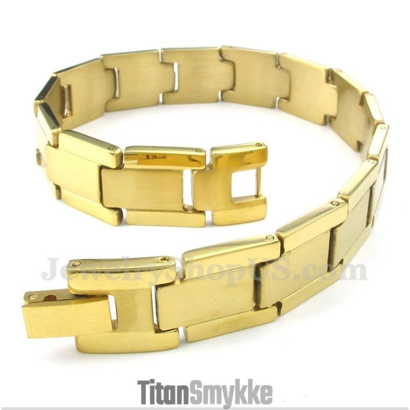 Herrearmbånd I Guld Med Titanium
