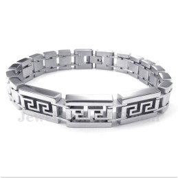 Armbånd Med Græsk Meandermønster I Titanium Til Mænd