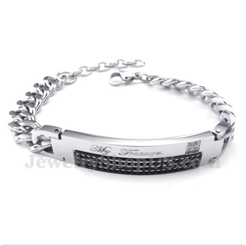 Herrearmbånd Med Titanium Og Sort Diamant Til Par