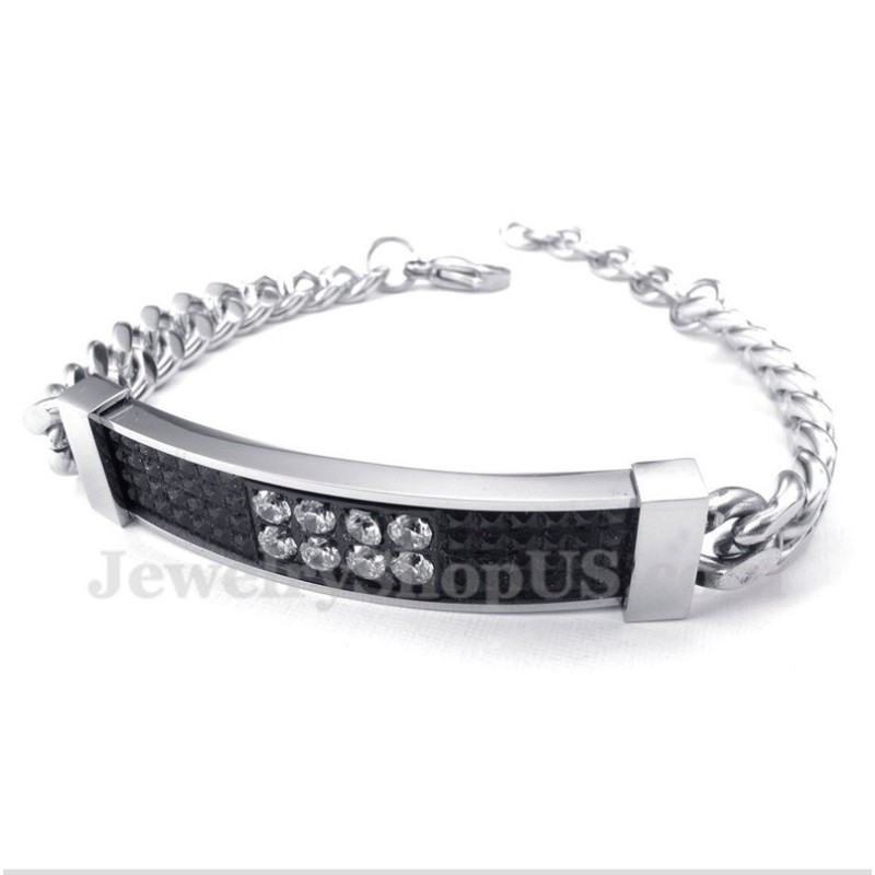 Herrearmbånd Med Titanium Og Sort Diamant Til Par Herrearmbånd Med Titanium Og Sort Diamant Til Par