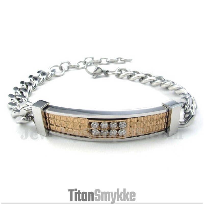 Damearmbånd Med Titanium, Guld Og Diamanter Til Par