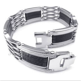 Armbånd Med Græsk Meandermønster I Titanium Til Mænd