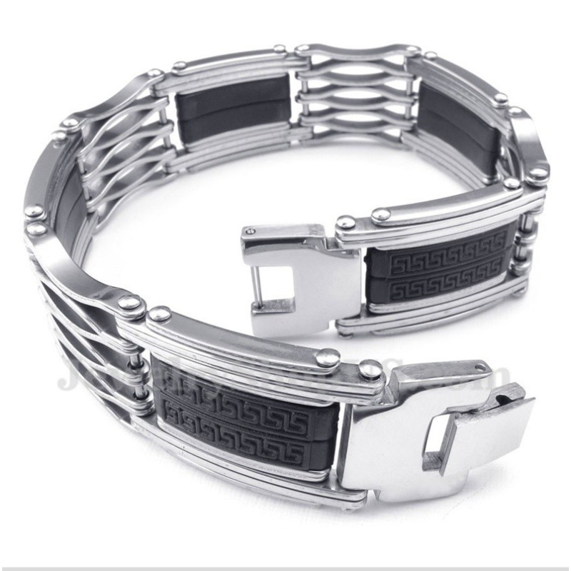 Armbånd Med Græsk Meandermønster I Titanium Til Mænd