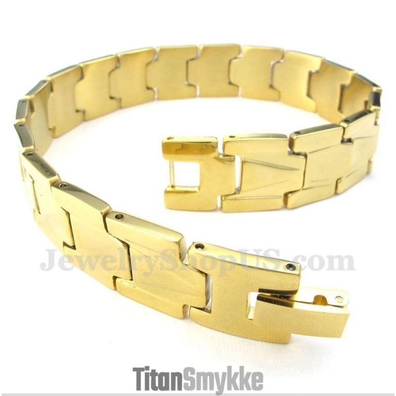 Herrearmbånd I Guld Med Titanium Herrearmbånd I Guld Med Titanium