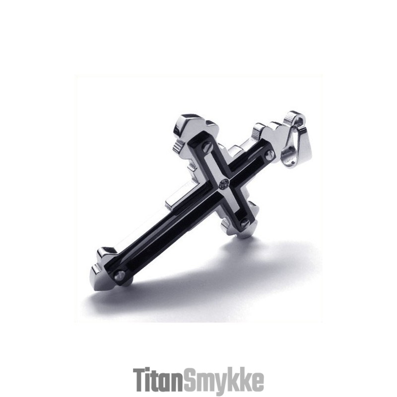 Moderigtigt Kors Titanium Vedhæng (Sort)