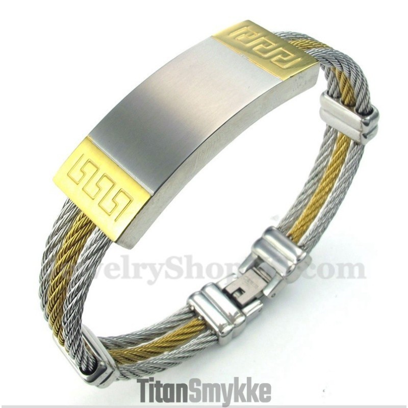 Herrearmbånd Med Græsk Meandermønster I Titanium