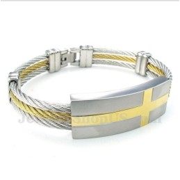 Herrearmbånd Med Titaniumkryds Og Kabel