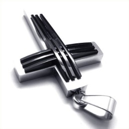 New Style Flettet Kors Titanium Vedhæng (Sort)