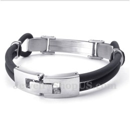 Herrearmbånd I Titanium Med Kabel I Læder
