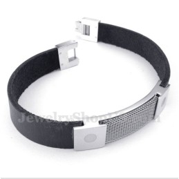 Herrearmbånd I Titanium-Rustning I Læder Med Mesh-Detaljer