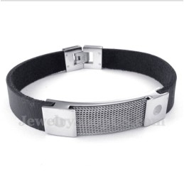 Herrearmbånd I Titanium-Rustning I Læder Med Mesh-Detaljer
