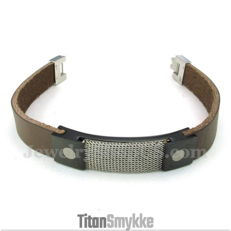 Herrearmbånd I Titanium-Rustning I Læder Med Mesh-Detaljer