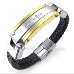 Herrearmbånd Med Titanium Og Diamantkors I Læder