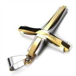 Moderigtigt Ripple Cross Titanium Vedhæng (Gylden)