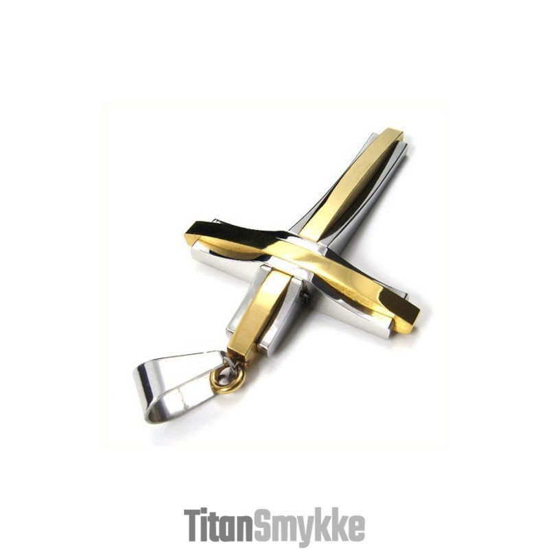 Moderigtigt Ripple Cross Titanium Vedhæng (Gylden)