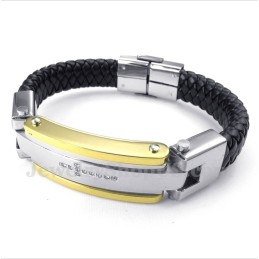 Herrearmbånd Med Titanium Og Diamantkors I Læder