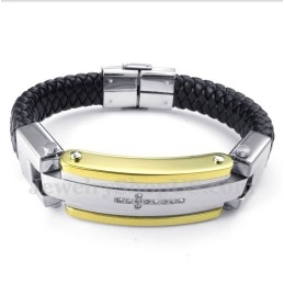 Herrearmbånd Med Titanium Og Diamantkors I Læder