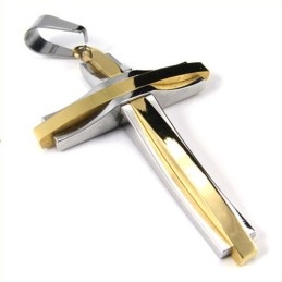 Moderigtigt Ripple Cross Titanium Vedhæng (Gylden)