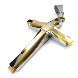 Moderigtigt Ripple Cross Titanium Vedhæng (Gylden)