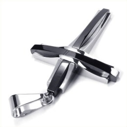 Moderigtigt Ripple Cross Titanium Vedhæng (Sort)