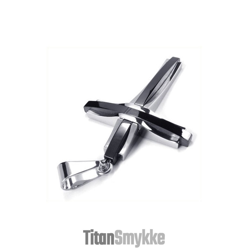 Moderigtigt Ripple Cross Titanium Vedhæng (Sort)