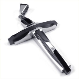 Moderigtigt Ripple Cross Titanium Vedhæng (Sort)