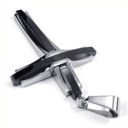 Moderigtigt Ripple Cross Titanium Vedhæng (Sort)