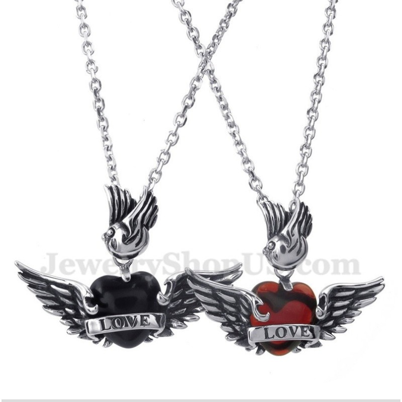 Titanium Love Diamond Wings Parvedhæng Med Gratis Kæde (Et Par)