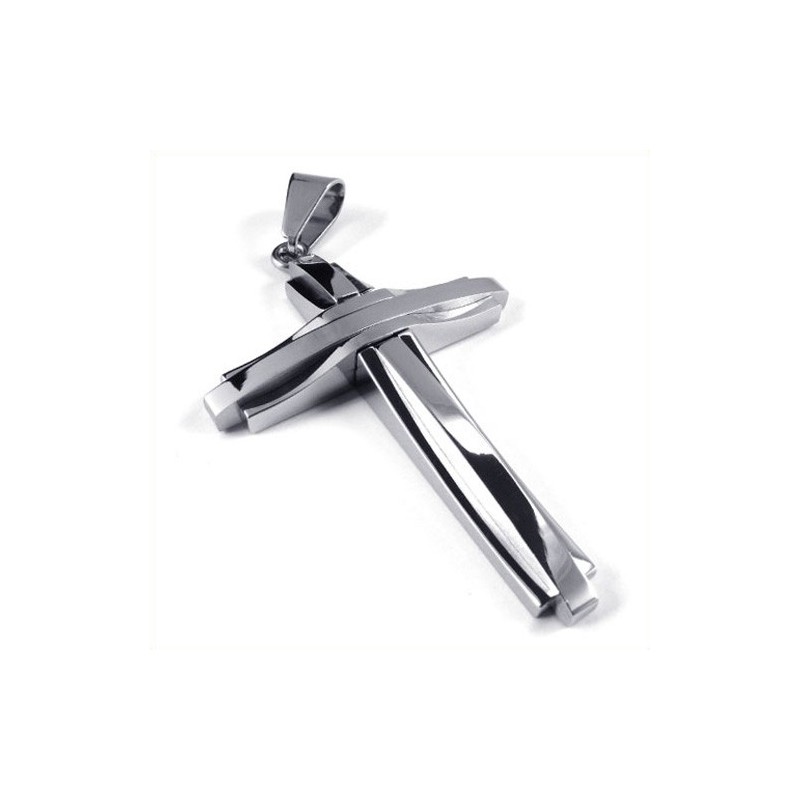 Moderigtigt Ripple Cross Titanium Vedhæng (Sølv)