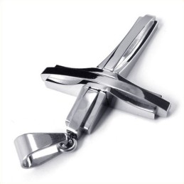 Moderigtigt Ripple Cross Titanium Vedhæng (Sølv)