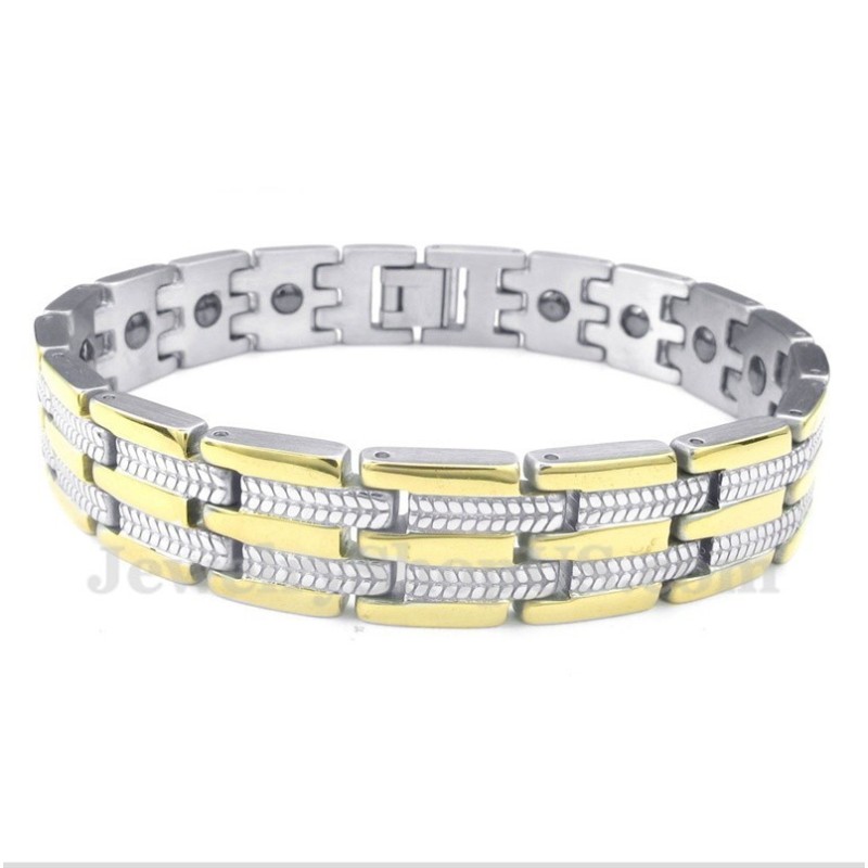 Herrearmbånd Med Titanium Og Guldmagnet