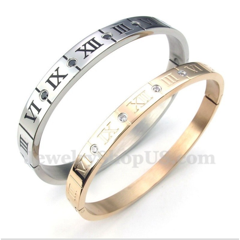 Titanium Diamant Romertal Pararmbånd (Et Par)