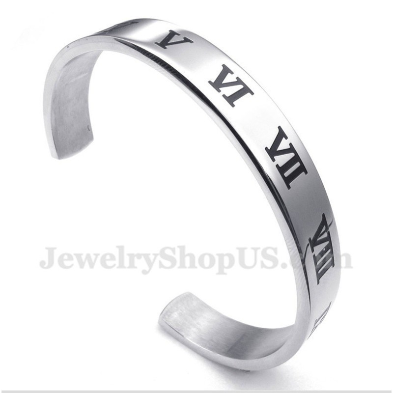 Armbånd Med Romertal I Titanium Til Mænd Armbånd Med Romertal I Titanium Til Mænd