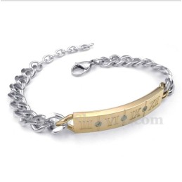 Titanium Diamant Armbånd Til Par Med Romertal (Et Par)