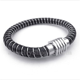 Herrearmbånd I Læder Med Kabel
