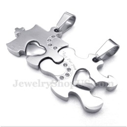 Titanium Puzzle Parvedhæng Med Gratis Kæde (Et Par)