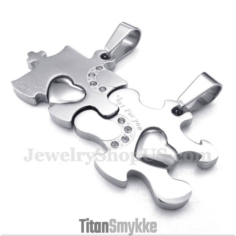 Titanium Puzzle Parvedhæng Med Gratis Kæde (Et Par)