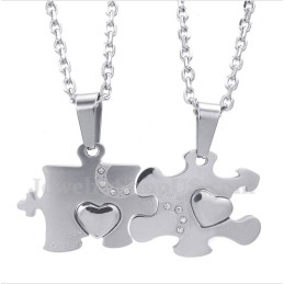 Titanium Puzzle Parvedhæng Med Gratis Kæde (Et Par)