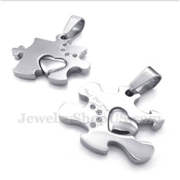 Titanium Puzzle Parvedhæng Med Gratis Kæde (Et Par)