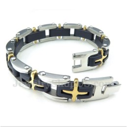 Herrearmbånd Med Titanium Og Guldkors