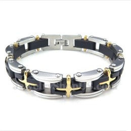 Herrearmbånd Med Titanium Og Guldkors