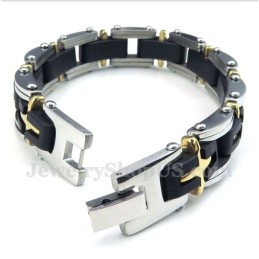 Herrearmbånd Med Titanium Og Guldkors
