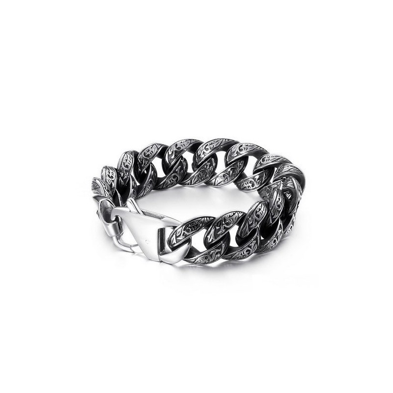 Moderigtigt Herrearmbånd I Titanium Med Flere Løkker Og Mønster Moderigtigt Herrearmbånd I Titanium Med Flere Løkker Og Mønster