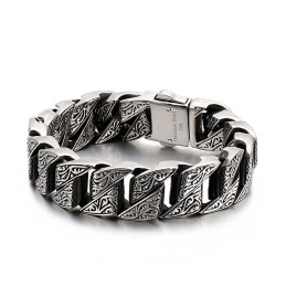 Cool Personlighed Retro Blomster Titanium Armbånd Til Mænd